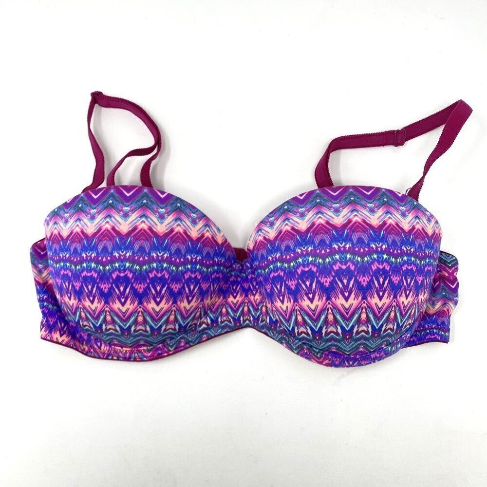 Victoria's Secret PINK Purple Pink Geometric Demi Cup Bra Size 34B Underwire